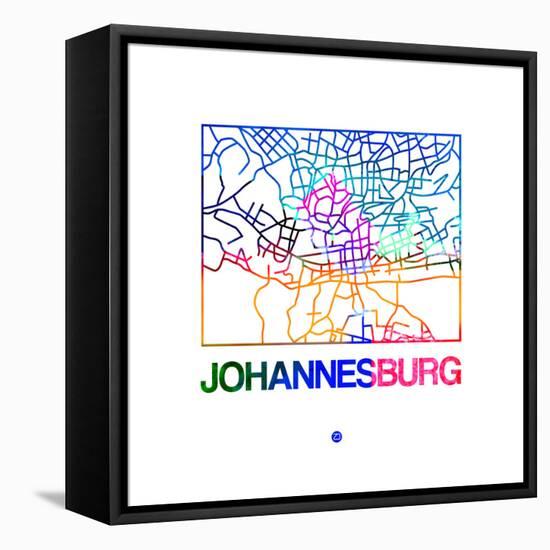 Johannesburg Watercolor Street Map-NaxArt-Framed Stretched Canvas