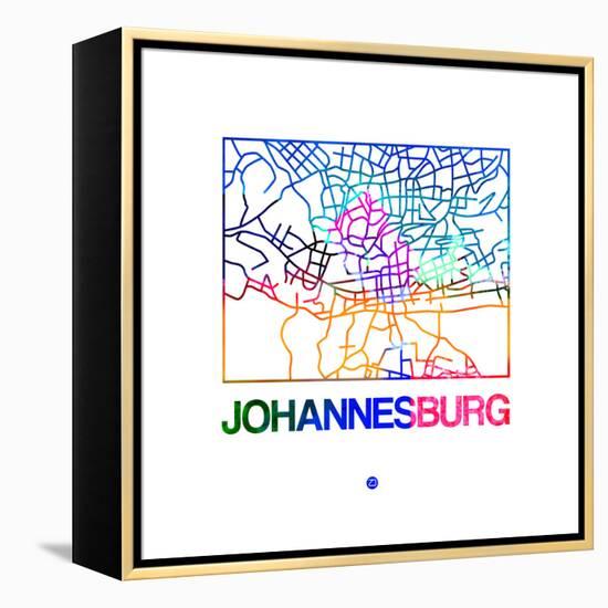 Johannesburg Watercolor Street Map-NaxArt-Framed Stretched Canvas