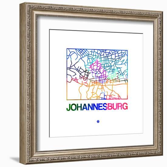 Johannesburg Watercolor Street Map-NaxArt-Framed Art Print