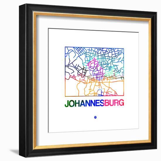 Johannesburg Watercolor Street Map-NaxArt-Framed Art Print