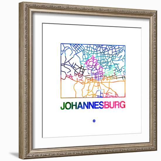 Johannesburg Watercolor Street Map-NaxArt-Framed Premium Giclee Print