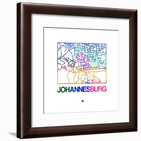 Johannesburg Watercolor Street Map-NaxArt-Framed Premium Giclee Print