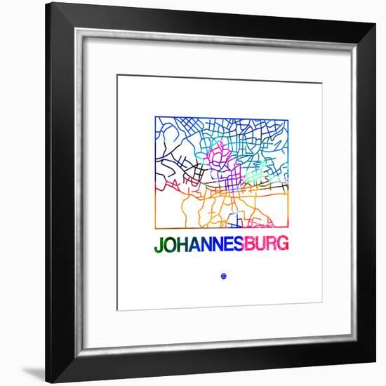 Johannesburg Watercolor Street Map-NaxArt-Framed Premium Giclee Print