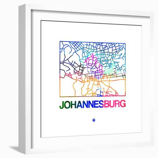 Johannesburg Watercolor Street Map-NaxArt-Framed Premium Giclee Print