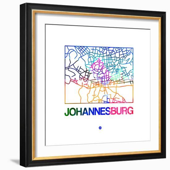 Johannesburg Watercolor Street Map-NaxArt-Framed Premium Giclee Print