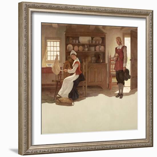 John Alden and Priscilla, 1945 (Oil on Canvas)-Newell Convers Wyeth-Framed Giclee Print