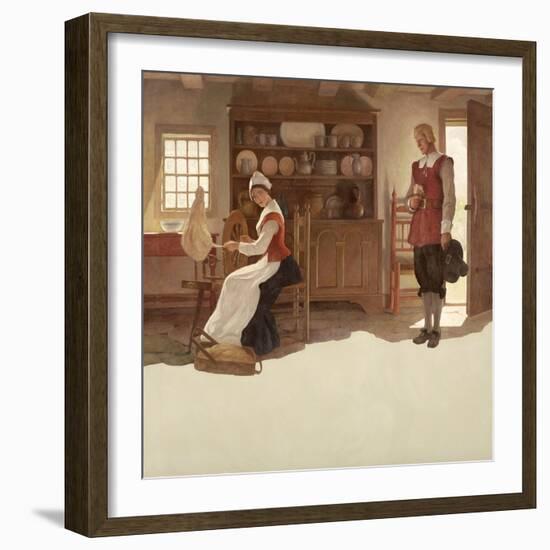 John Alden and Priscilla, 1945 (Oil on Canvas)-Newell Convers Wyeth-Framed Giclee Print