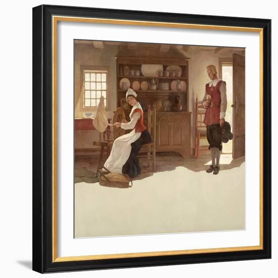 John Alden and Priscilla, 1945 (Oil on Canvas)-Newell Convers Wyeth-Framed Giclee Print