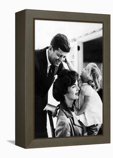 John and Wife Jackie Kennedy with their Daughter Caroline in USA in 1961-null-Framed Stretched Canvas