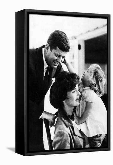 John and Wife Jackie Kennedy with their Daughter Caroline in USA in 1961-null-Framed Stretched Canvas