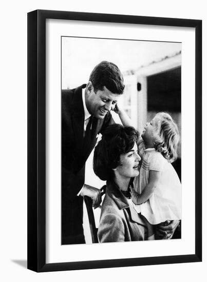 John and Wife Jackie Kennedy with their Daughter Caroline in USA in 1961-null-Framed Photo