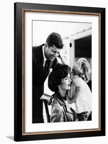 John and Wife Jackie Kennedy with their Daughter Caroline in USA in 1961-null-Framed Photo