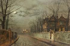 A Street at Night-John Atkinson Grimshaw-Giclee Print