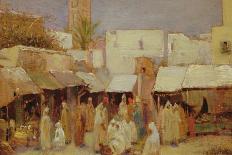 Market Place, Tangiers (Oil on Board)-John-bagnold Burgess-Giclee Print