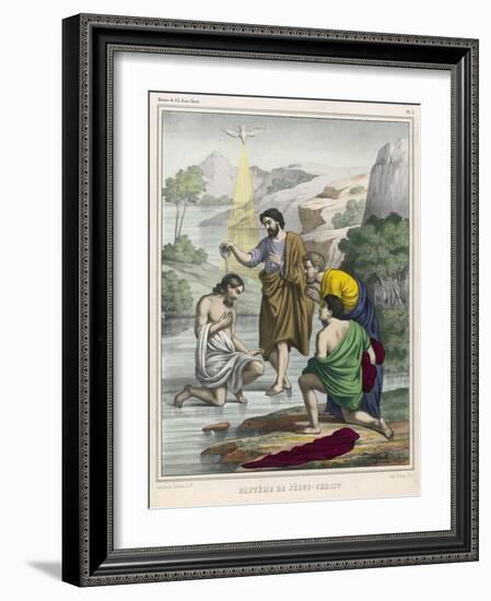 John Baptises Jesus While the Holy Dove Hovers Overhead-null-Framed Art Print