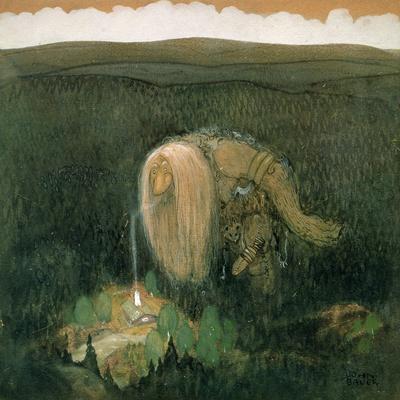 Princess Tuvstarr Is Still Sitting There Wistfully Looking into the Water,  1913' Giclee Print - John Bauer | Art.com