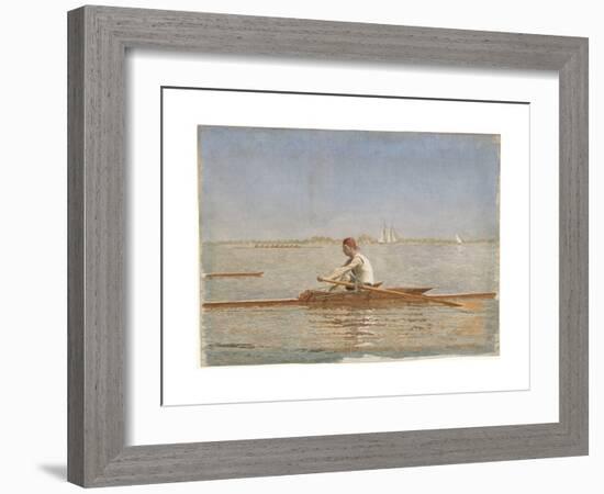 John Biglin in a Single Scull, 1873-Thomas Cowperthwait Eakins-Framed Giclee Print