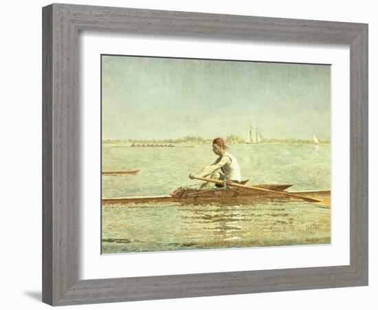 John Biglin in a Single Scull, 1873-Thomas Cowperthwait Eakins-Framed Giclee Print