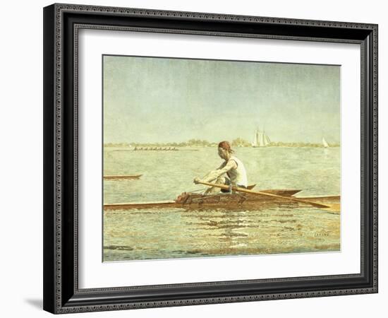 John Biglin in a Single Scull, 1873-Thomas Cowperthwait Eakins-Framed Giclee Print