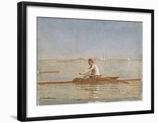 John Biglin in a Single Scull - Landscape-Thomas Eakins-Framed Premium Giclee Print