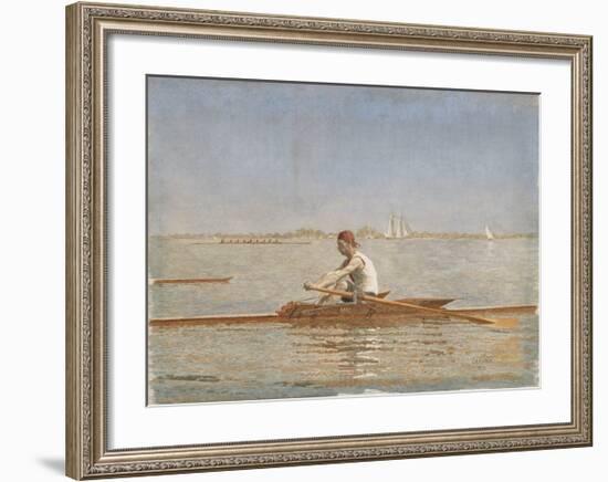 John Biglin in a Single Scull - Landscape-Thomas Eakins-Framed Premium Giclee Print