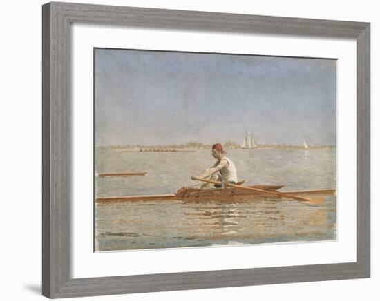 John Biglin in a Single Scull - Landscape-Thomas Eakins-Framed Premium Giclee Print