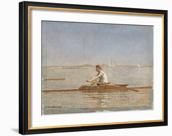 John Biglin in a Single Scull - Landscape-Thomas Eakins-Framed Premium Giclee Print