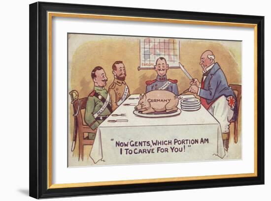 John Bull Carving a German Pig for Allies-null-Framed Giclee Print