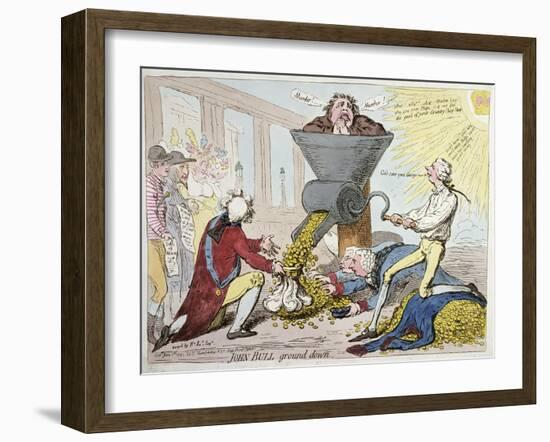 John Bull Ground Down, Published by Hannah Humphrey in 1795-James Gillray-Framed Giclee Print