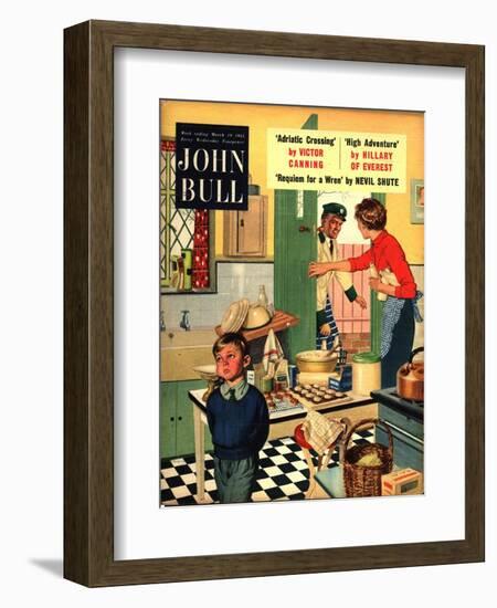John Bull, Naughty Milkman, Women in Kitchen Magazine, UK, 1955-null-Framed Giclee Print