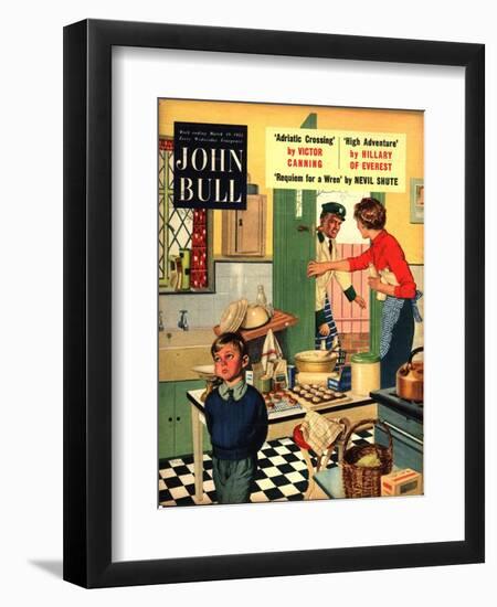 John Bull, Naughty Milkman, Women in Kitchen Magazine, UK, 1955-null-Framed Giclee Print