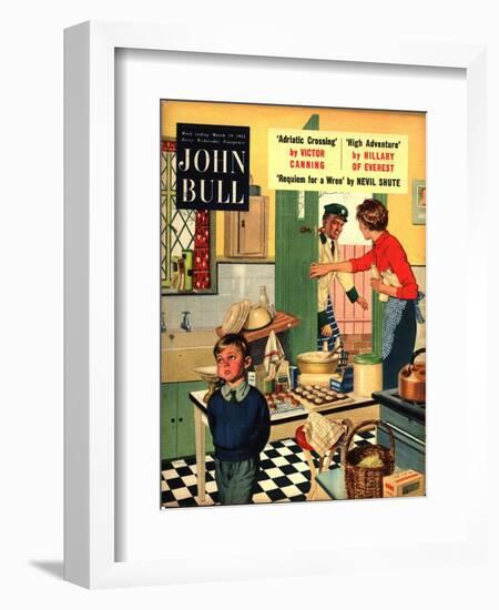 John Bull, Naughty Milkman, Women in Kitchen Magazine, UK, 1955-null-Framed Giclee Print