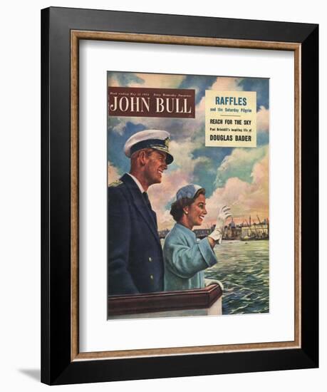 John Bull, Queen Elizabeth II, Prince Philip Duke of Edinburgh, Cruise Ships Magazine, UK, 1954-null-Framed Giclee Print