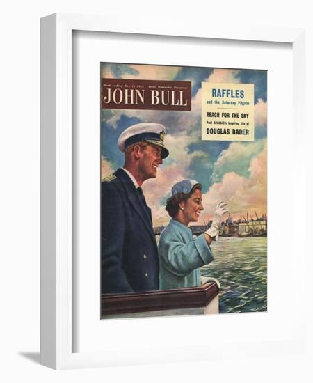 John Bull, Queen Elizabeth II, Prince Philip Duke of Edinburgh, Cruise Ships Magazine, UK, 1954-null-Framed Giclee Print