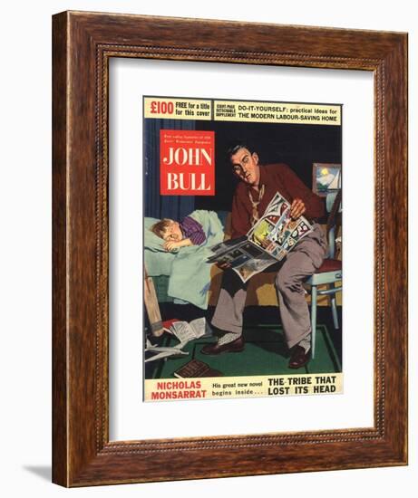 John Bull, Reading Beds Stories Comics Sleeping Fathers and Sons Sleep, UK, 1950-null-Framed Giclee Print