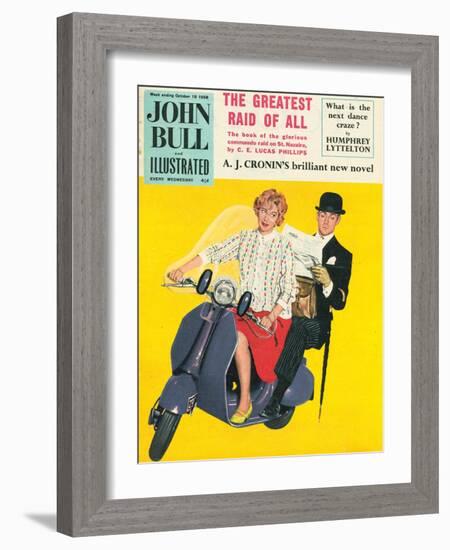 John Bull, Scooters City Gents Bowler Hats Commuters Magazine, UK, 1958-null-Framed Giclee Print