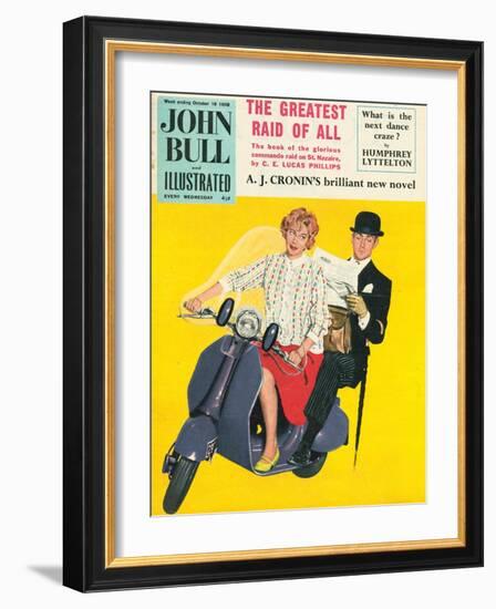 John Bull, Scooters City Gents Bowler Hats Commuters Magazine, UK, 1958-null-Framed Giclee Print