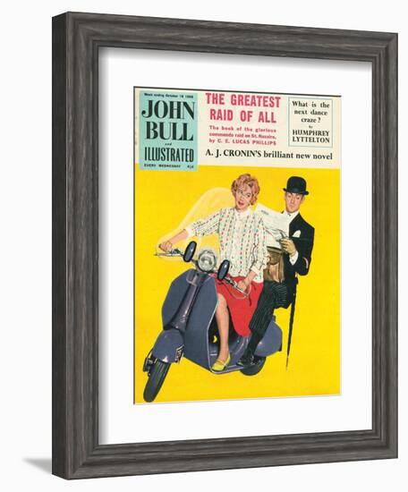 John Bull, Scooters City Gents Bowler Hats Commuters Magazine, UK, 1958-null-Framed Giclee Print