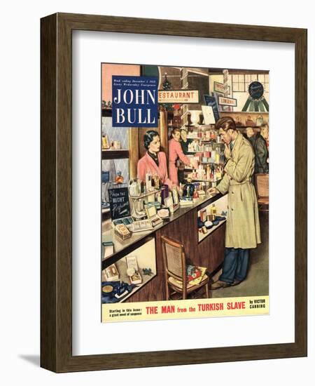 John Bull, Shopping Cosmetic Counter Make-Up Makeup Womens Magazine, UK, 1953-null-Framed Giclee Print