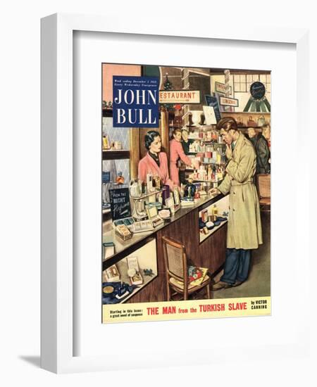 John Bull, Shopping Cosmetic Counter Make-Up Makeup Womens Magazine, UK, 1953-null-Framed Giclee Print