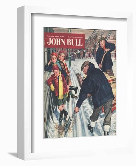 John Bull, Snow Ice Cold Road Sweepers Winter Seasons Magazine, UK, 1957-null-Framed Giclee Print