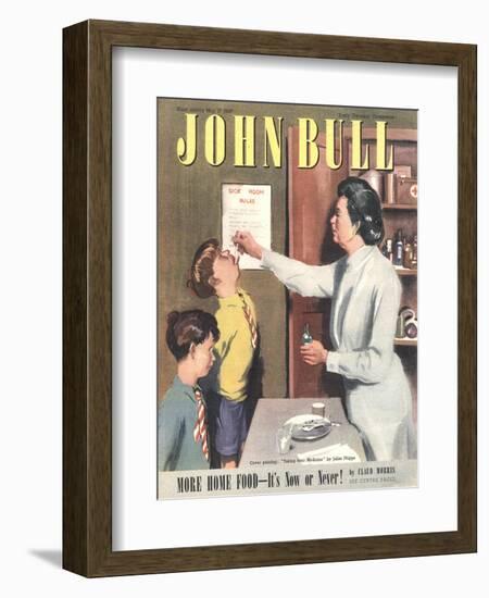 John Bull, Taking Giving Medicine Schools Nurses Matrons Magazine, UK, 1947-null-Framed Giclee Print