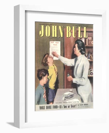John Bull, Taking Giving Medicine Schools Nurses Matrons Magazine, UK, 1947-null-Framed Giclee Print