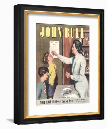 John Bull, Taking Giving Medicine Schools Nurses Matrons Magazine, UK, 1947-null-Framed Giclee Print