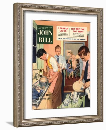 John Bull, Washing Up Dishes Magazine, UK, 1956-null-Framed Giclee Print