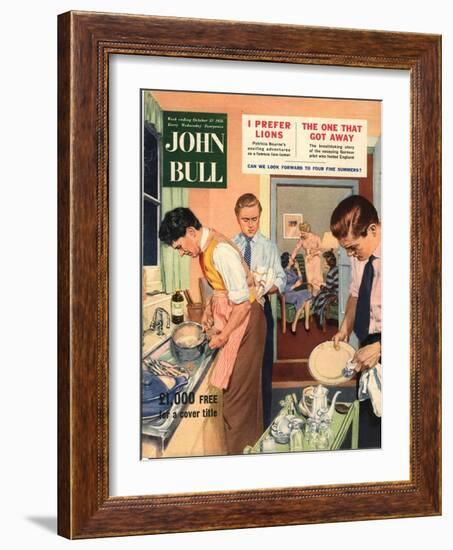 John Bull, Washing Up Dishes Magazine, UK, 1956-null-Framed Giclee Print