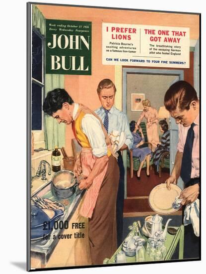 John Bull, Washing Up Dishes Magazine, UK, 1956-null-Mounted Giclee Print