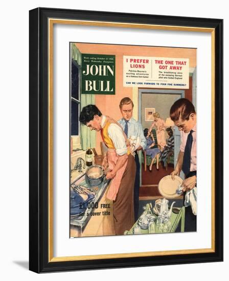 John Bull, Washing Up Dishes Magazine, UK, 1956-null-Framed Giclee Print