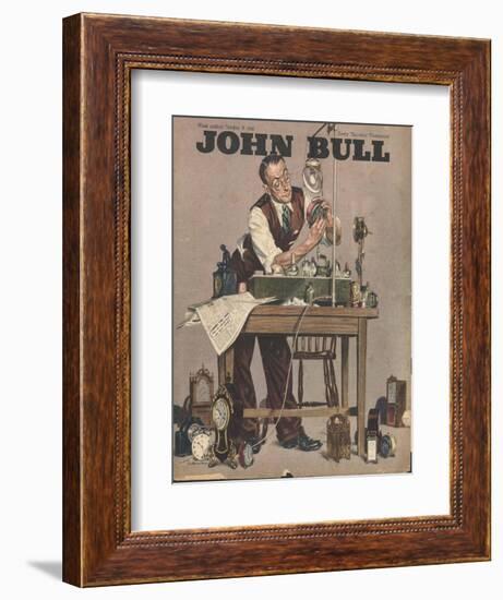 John Bull, Watch Clock Repairing Menders Man Clocks Magazine, UK, 1948-null-Framed Giclee Print