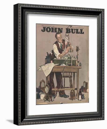 John Bull, Watch Clock Repairing Menders Man Clocks Magazine, UK, 1948-null-Framed Giclee Print